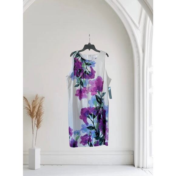 NWT Women's London Times Sleeveless Shift Mini Dress Size 16 - Picture 3 of 10